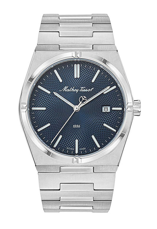 Mathey-Tissot Zeus Edelstahl Blaues Zifferblatt Quarz H118ABU Herrenuhr
