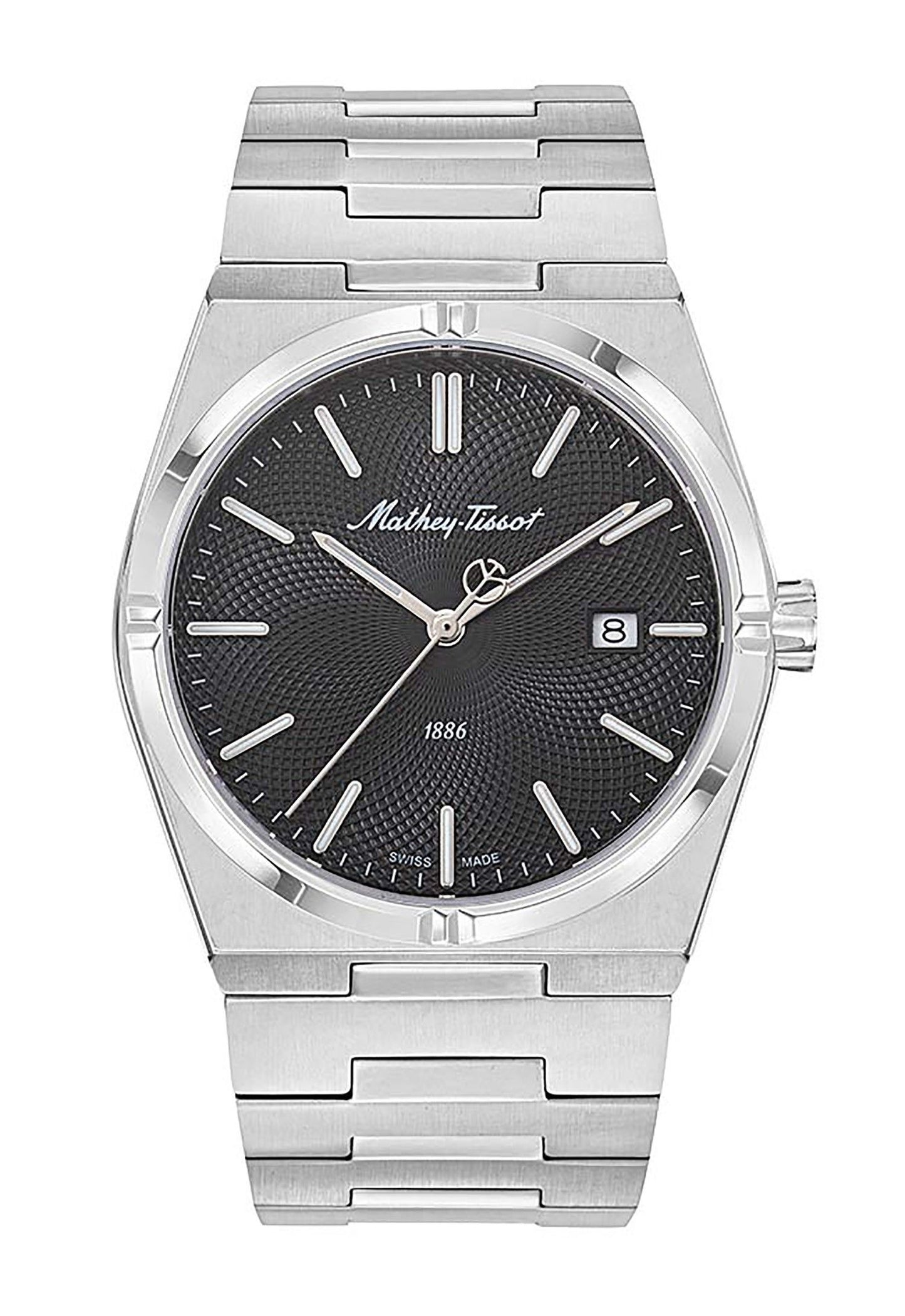 Mathey-Tissot Zeus Edelstahl Schwarzes Zifferblatt Quarz H118AN Herrenuhr