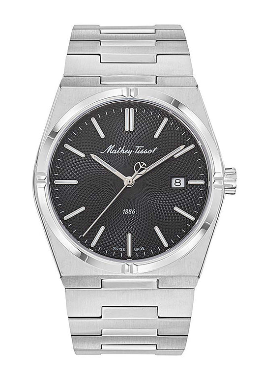 Mathey-Tissot Zeus Edelstahl Schwarzes Zifferblatt Quarz H118AN Herrenuhr