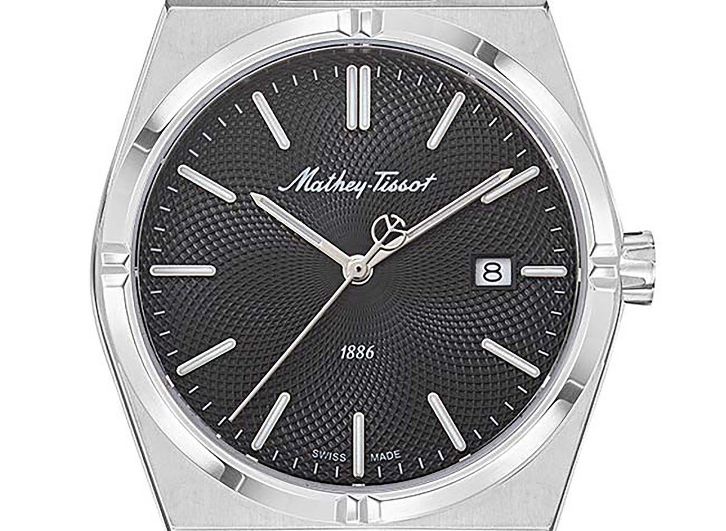 Mathey-Tissot Zeus Edelstahl Schwarzes Zifferblatt Quarz H118AN Herrenuhr