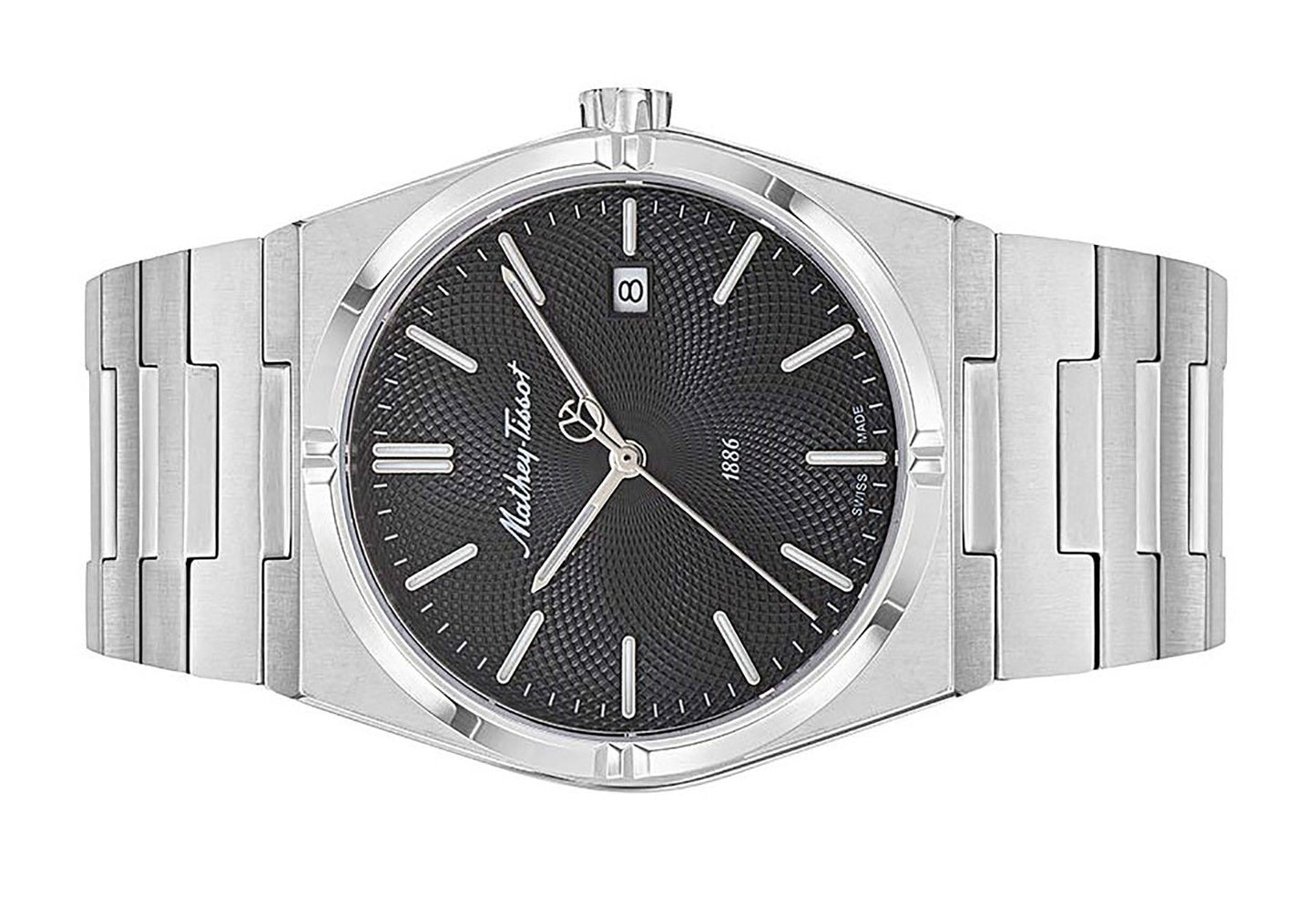 Mathey-Tissot Zeus Edelstahl Schwarzes Zifferblatt Quarz H118AN Herrenuhr