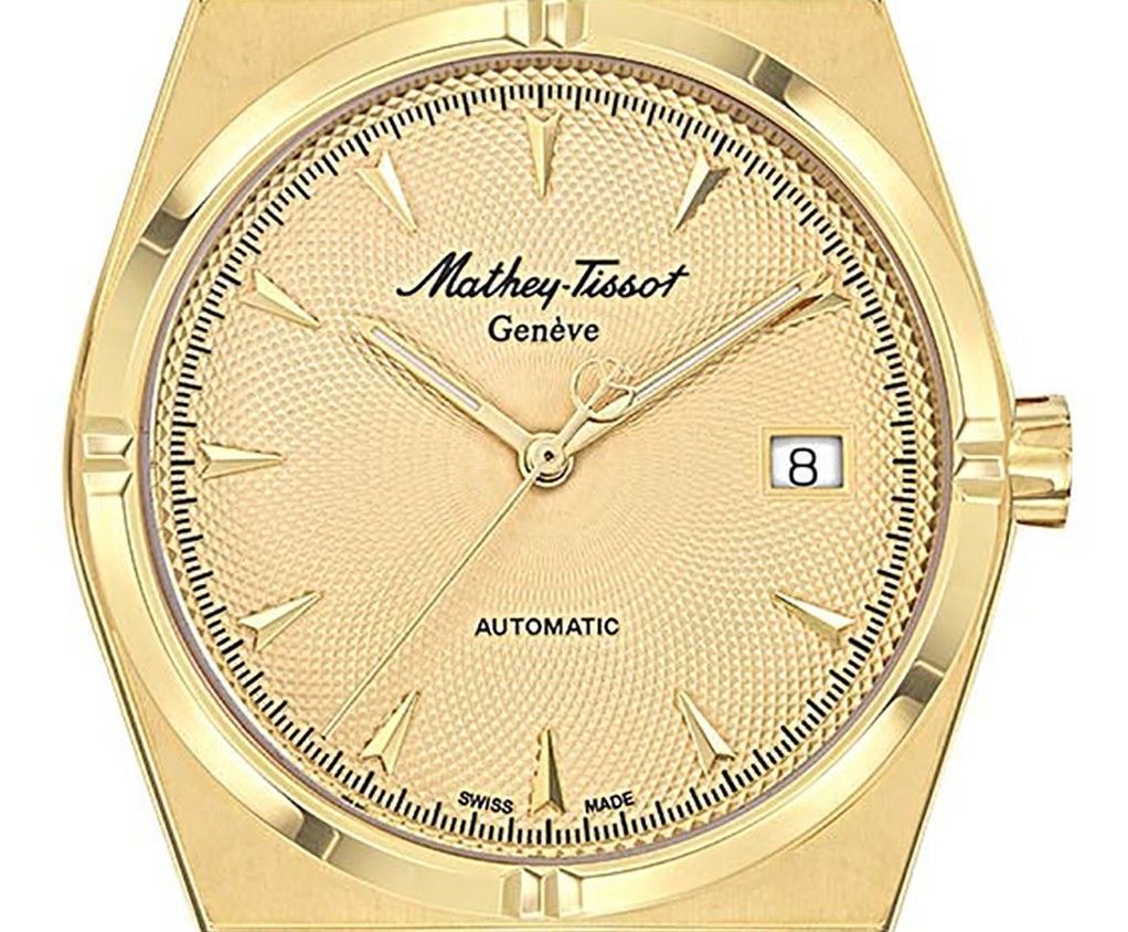 Mathey-Tissot Zeus Yellow Goldfarben Edelstahl Champagnerfarbenes Zifferblatt Automatik H118ATPDI Herrenuhr