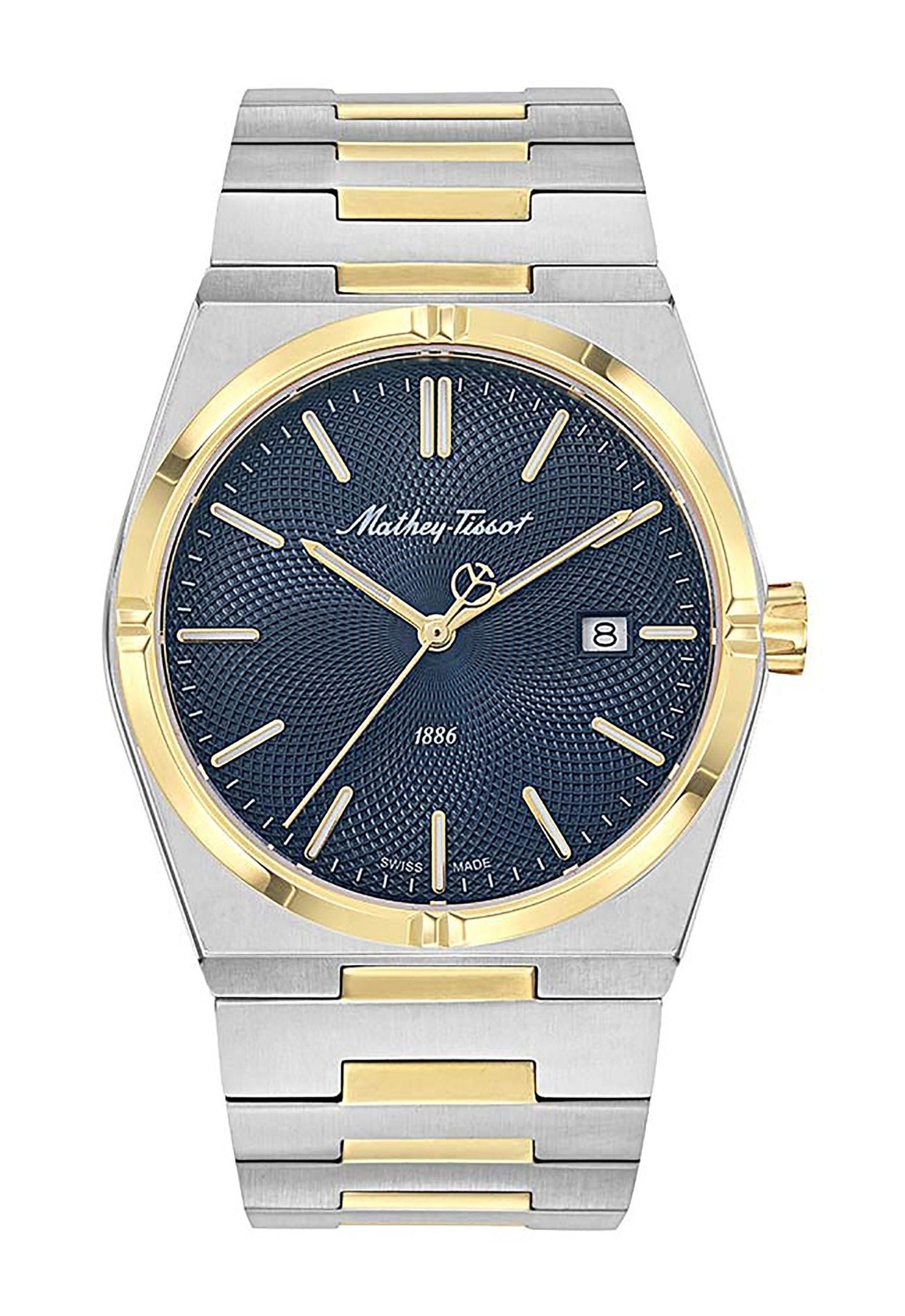 Mathey-Tissot Zeus Two Tone Edelstahl Blaues Zifferblatt Quarz H118BBU Herrenuhr