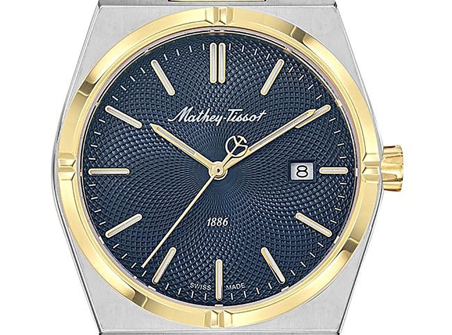 Mathey-Tissot Zeus Two Tone Edelstahl Blaues Zifferblatt Quarz H118BBU Herrenuhr
