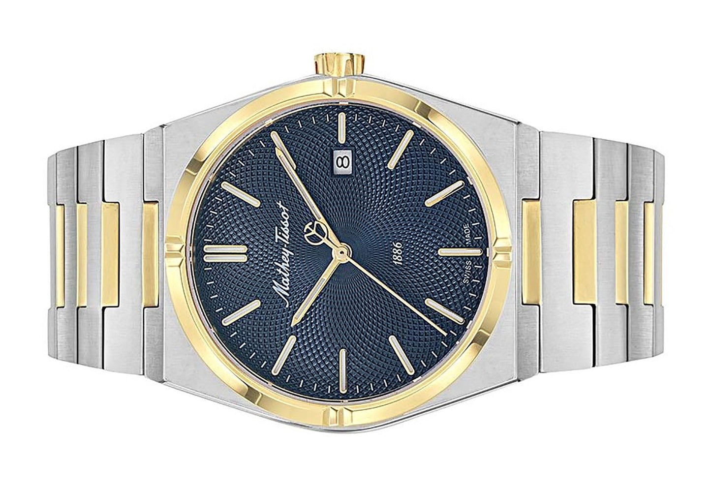 Mathey-Tissot Zeus Two Tone Edelstahl Blaues Zifferblatt Quarz H118BBU Herrenuhr
