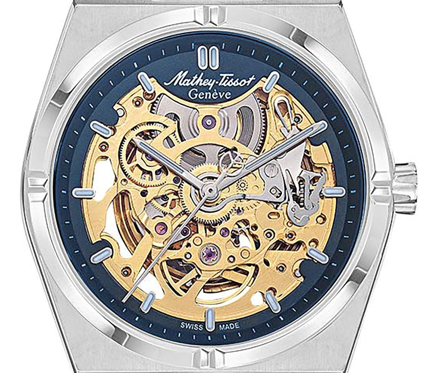 Mathey-Tissot Zeus Skeleton Edelstahl Blaues Zifferblatt Automatik H118CFABU Herrenuhr