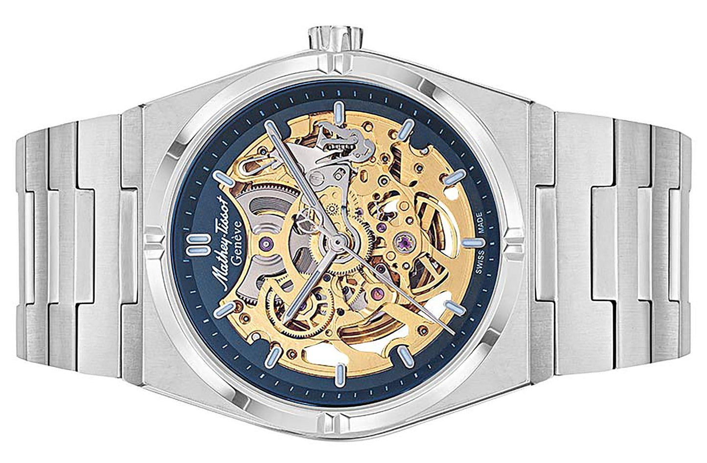 Mathey-Tissot Zeus Skeleton Edelstahl Blaues Zifferblatt Automatik H118CFABU Herrenuhr
