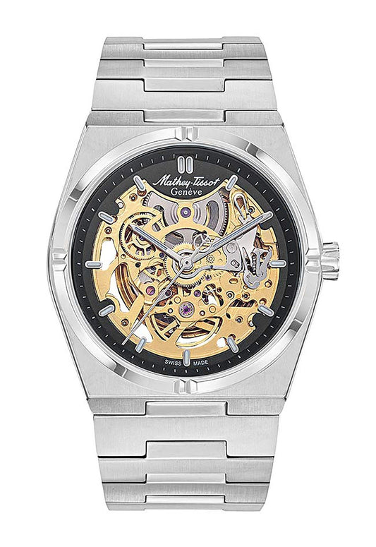 Mathey-Tissot Zeus Skeleton Edelstahl Schwarzes Zifferblatt Automatik H118CFAN Herrenuhr