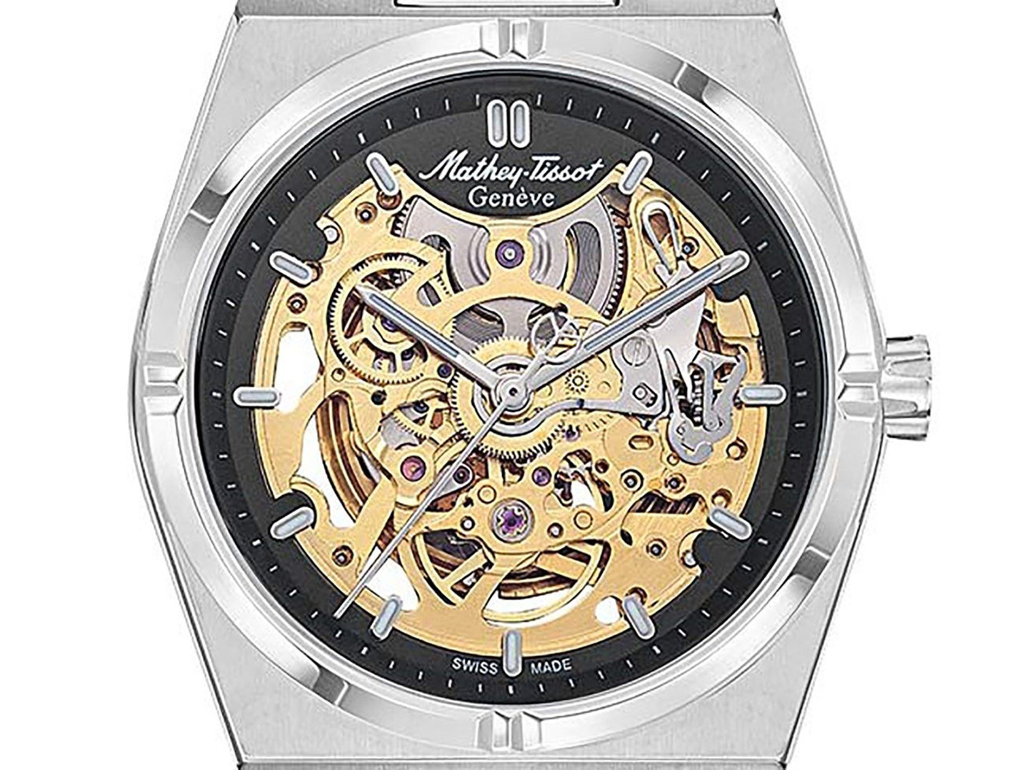 Mathey-Tissot Zeus Skeleton Edelstahl Schwarzes Zifferblatt Automatik H118CFAN Herrenuhr