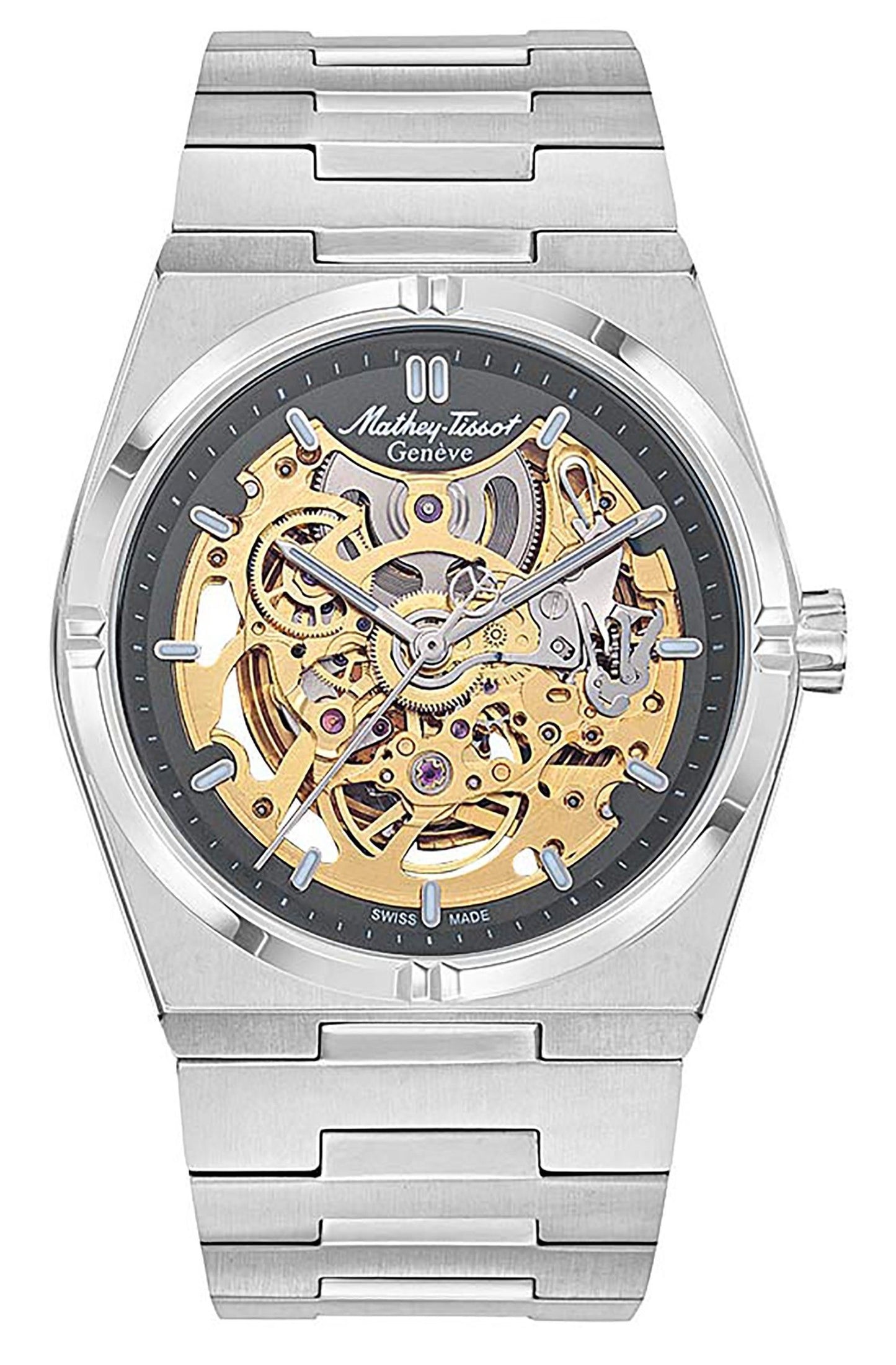 Mathey-Tissot Zeus Skeleton Edelstahl Graues Zifferblatt Automatik H118CFAS Herrenuhr