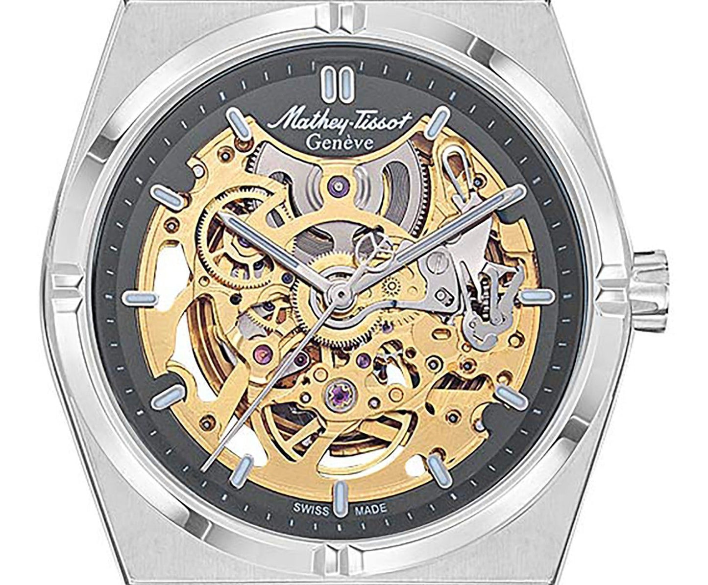 Mathey-Tissot Zeus Skeleton Edelstahl Graues Zifferblatt Automatik H118CFAS Herrenuhr