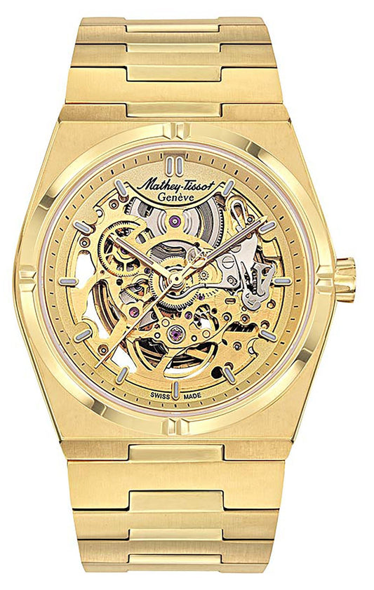 Mathey-Tissot Zeus Skeleton Goldfarben Edelstahl Champagnerfarbenes Zifferblatt Automatik H118CFPDI Herrenuhr