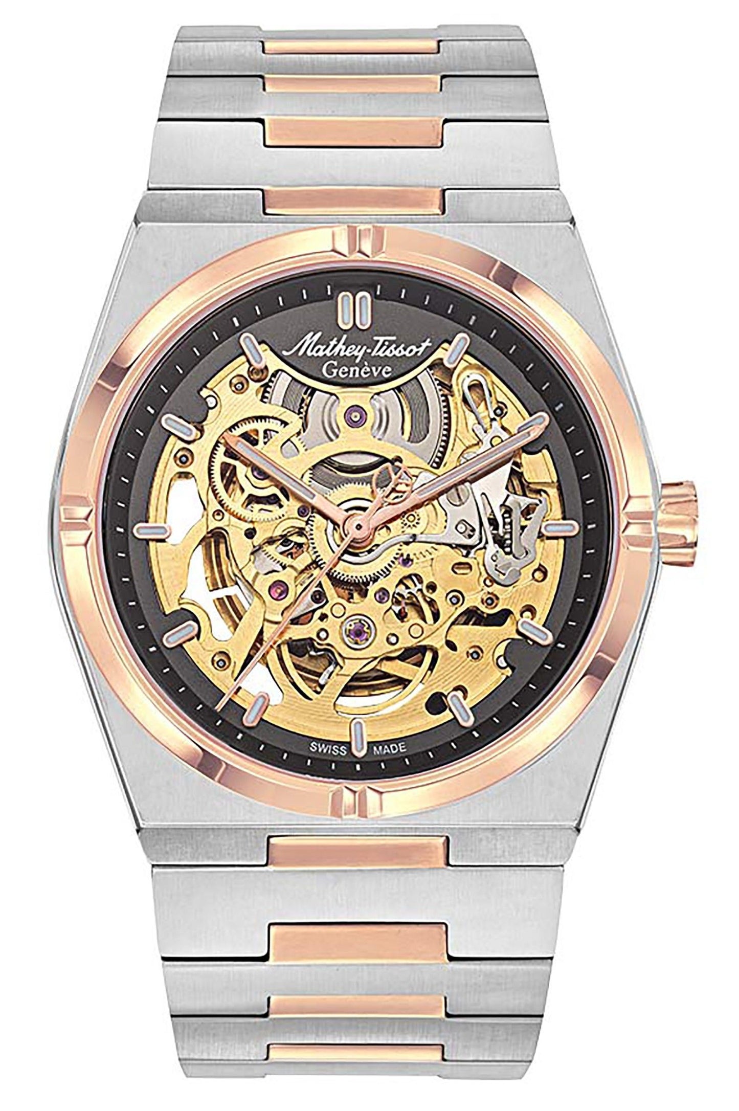 Mathey-Tissot Zeus Skeleton Two Tone Edelstahl Graues Zifferblatt Automatik H118CFRS Herrenuhr