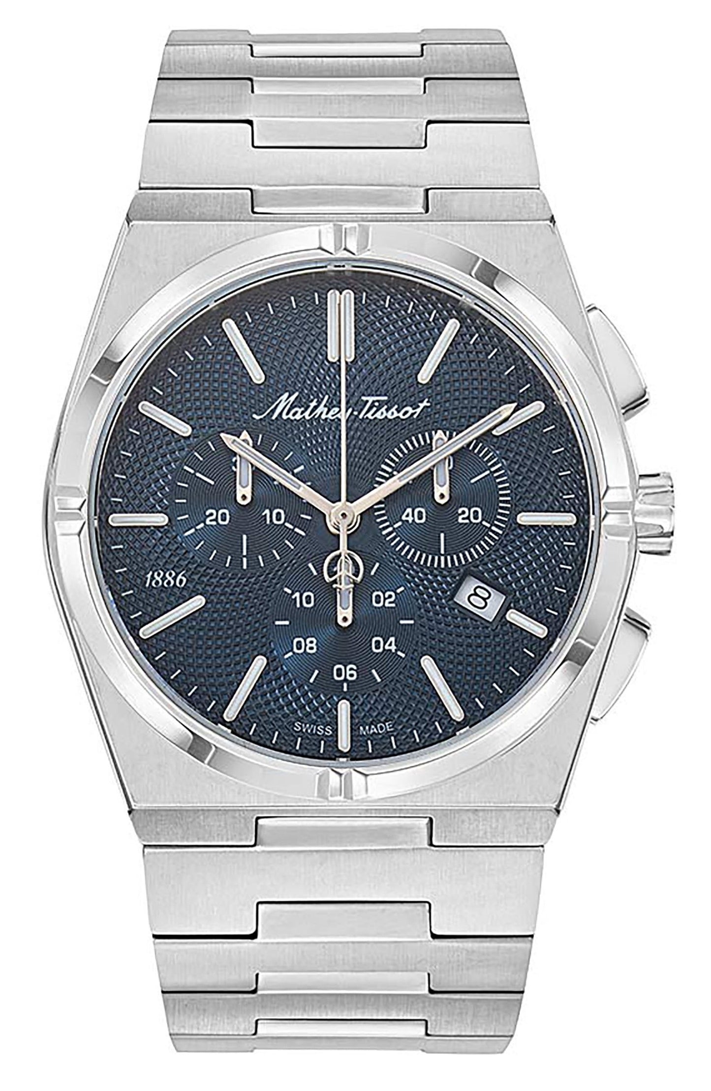 Mathey-Tissot Zeus Chrono Edelstahl Blaues Zifferblatt Quarz H118CHABU Herrenuhr