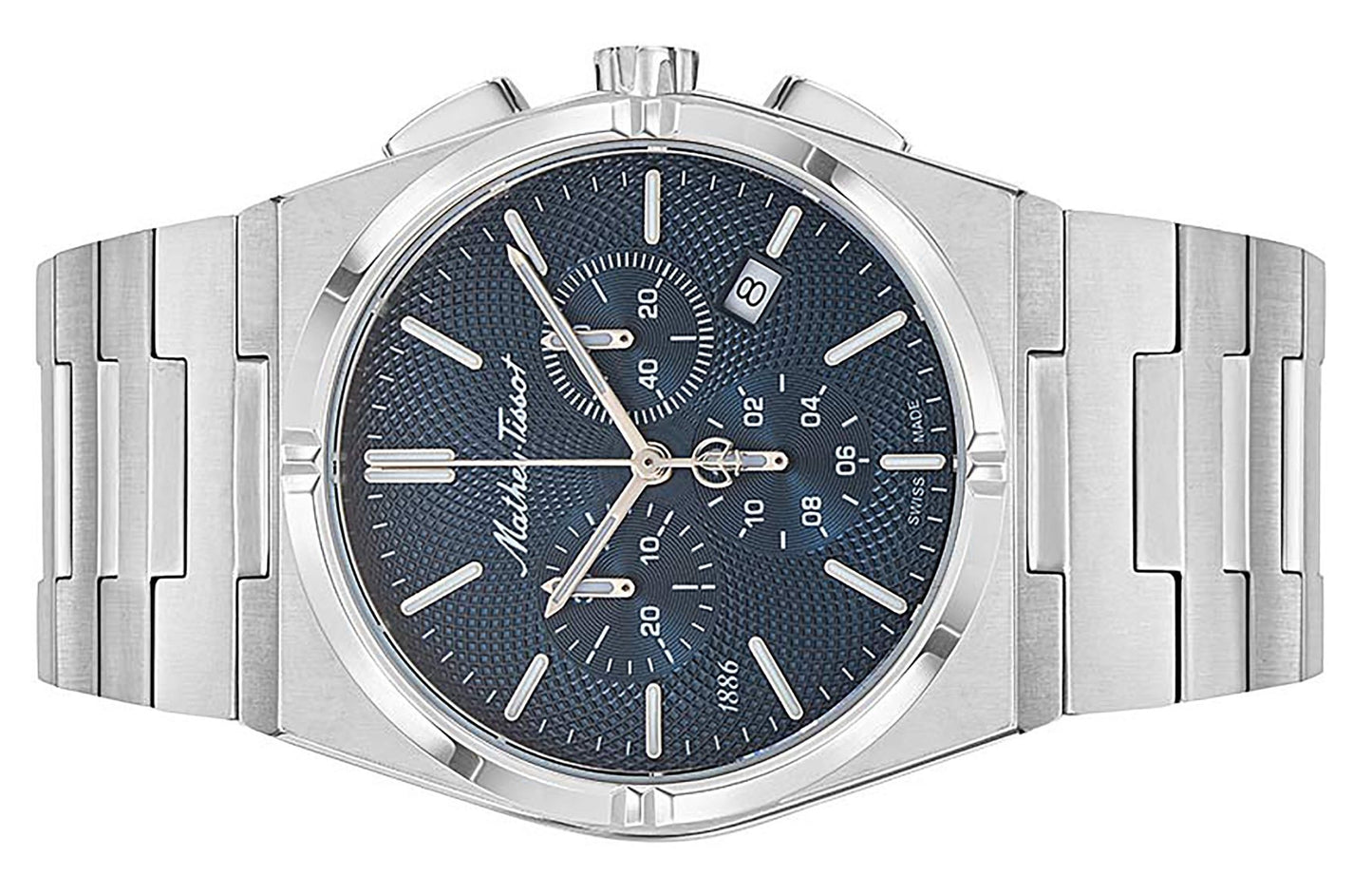Mathey-Tissot Zeus Chrono Edelstahl Blaues Zifferblatt Quarz H118CHABU Herrenuhr