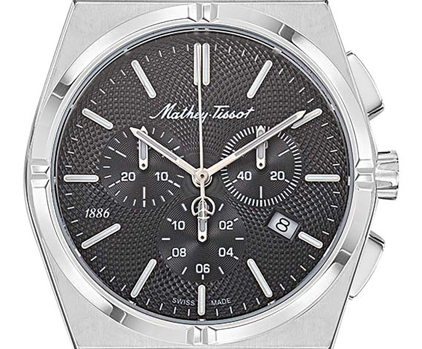 Mathey-Tissot Zeus Chrono Edelstahl Schwarzes Zifferblatt Quarz H118CHAN Herrenuhr