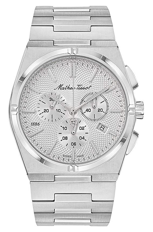 Mathey-Tissot Zeus Chrono Edelstahl Silberfarbenes Zifferblatt Quarz H118CHAS Herrenuhr