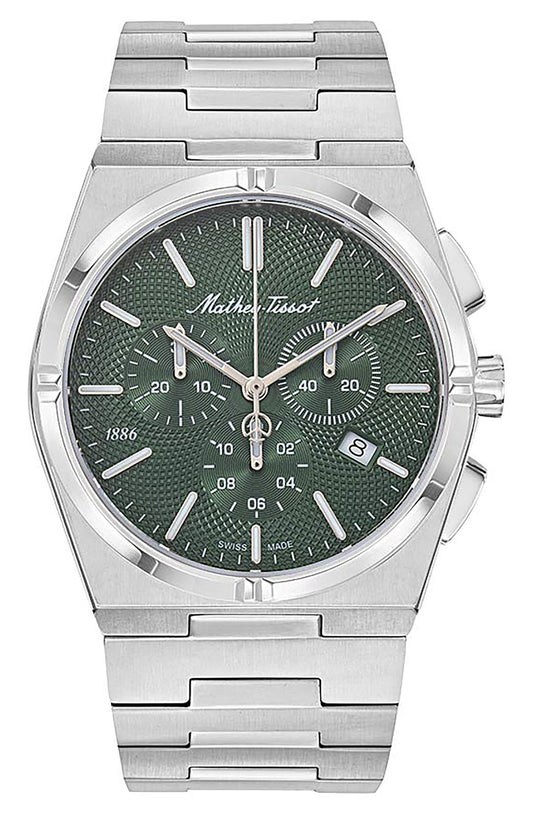 Mathey-Tissot Zeus Chrono Edelstahl Gr?nes Zifferblatt Quarz H118CHAV Herrenuhr