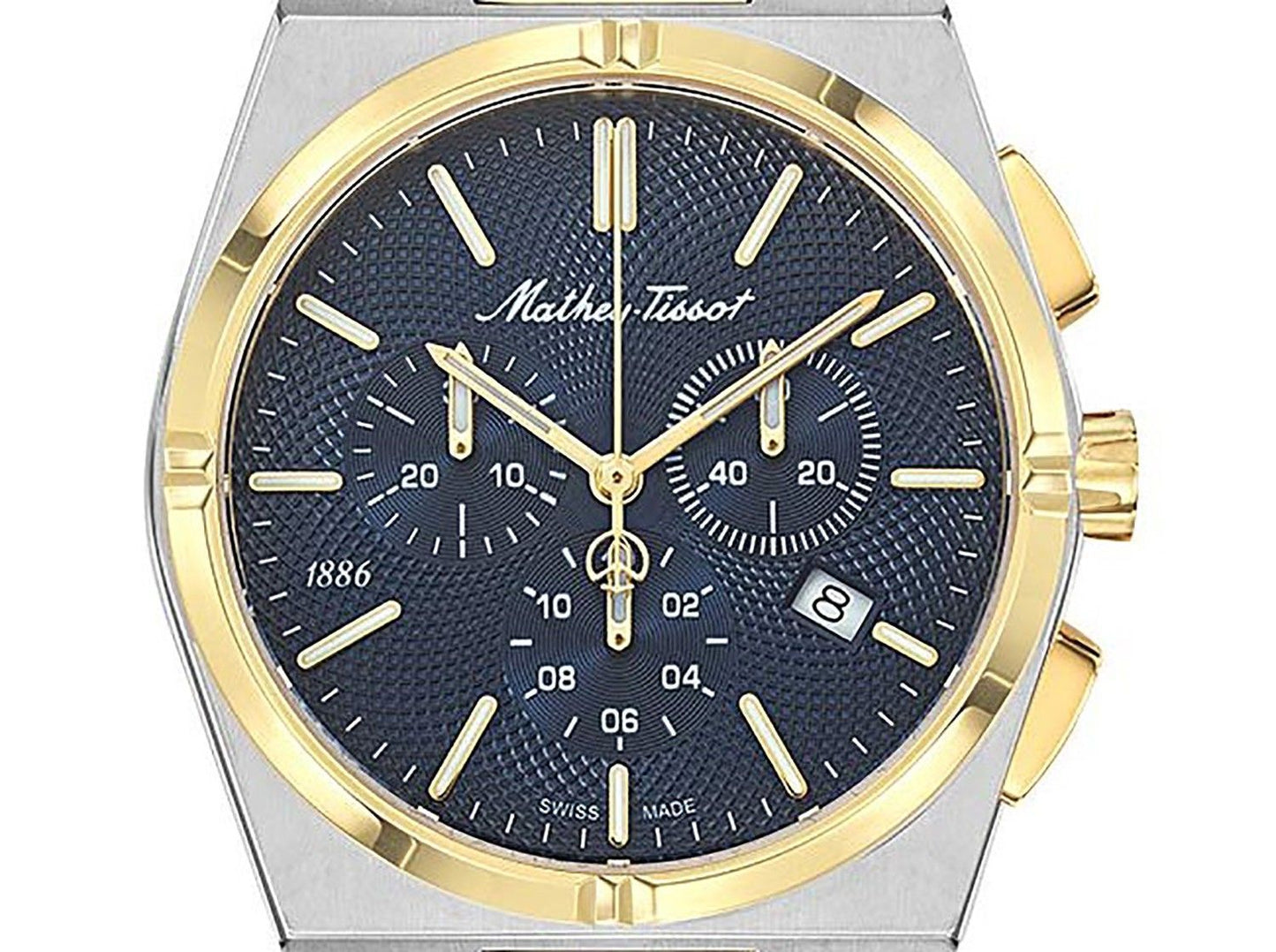 Mathey-Tissot Zeus Chrono Two Tone Edelstahl Blaues Zifferblatt Quarz H118CHBBU Herrenuhr