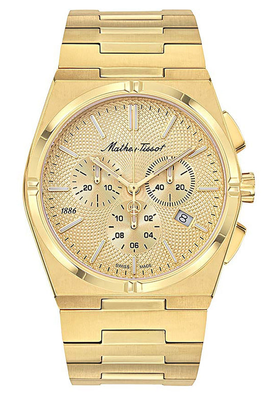 Mathey-Tissot Zeus Chrono Goldfarben Edelstahl Goldfarben Dial Quarz H118CHPDI Herrenuhr