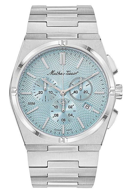 Mathey-Tissot Zeus Chrono Edelstahl Blaues Zifferblatt Quarz H118CHSK Herrenuhr