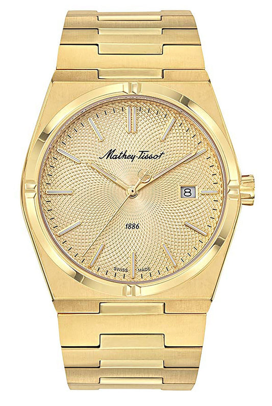 Mathey-Tissot Zeus Goldfarben Edelstahl Champagnerfarbenes Zifferblatt Quarz H118PDI Herrenuhr