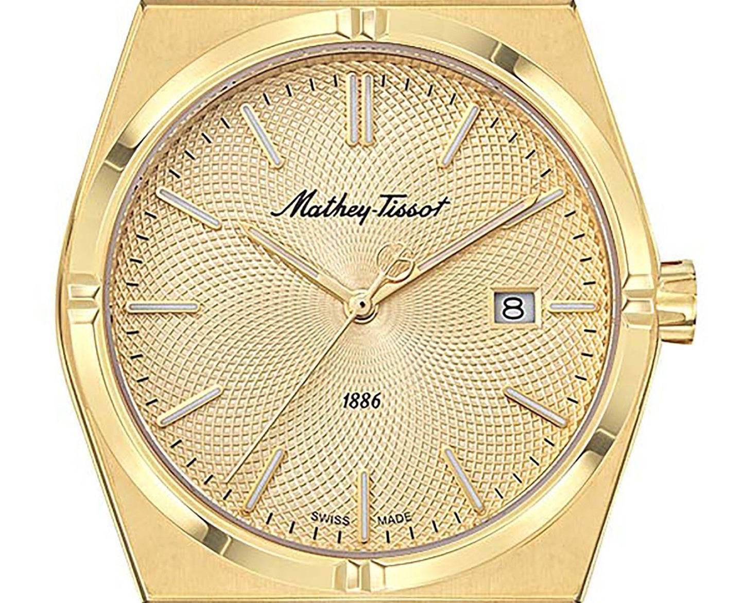 Mathey-Tissot Zeus Goldfarben Edelstahl Champagnerfarbenes Zifferblatt Quarz H118PDI Herrenuhr
