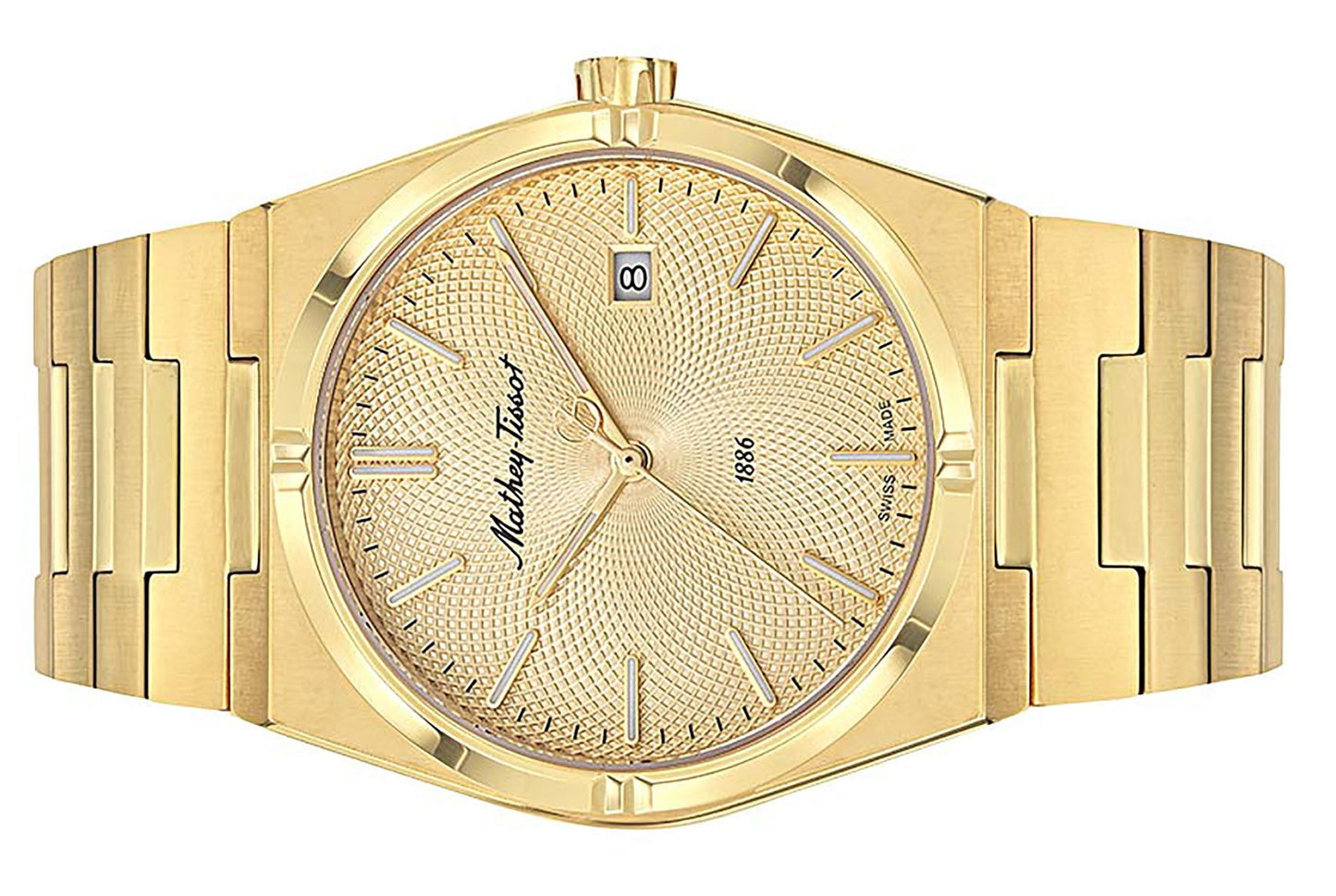 Mathey-Tissot Zeus Goldfarben Edelstahl Champagnerfarbenes Zifferblatt Quarz H118PDI Herrenuhr