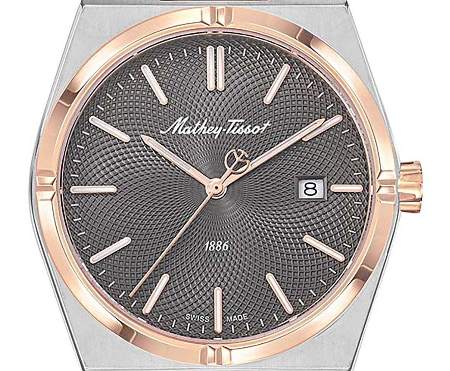 Mathey-Tissot Zeus Two Tone Edelstahl Schwarzes Zifferblatt Quarz H118RS Herrenuhr