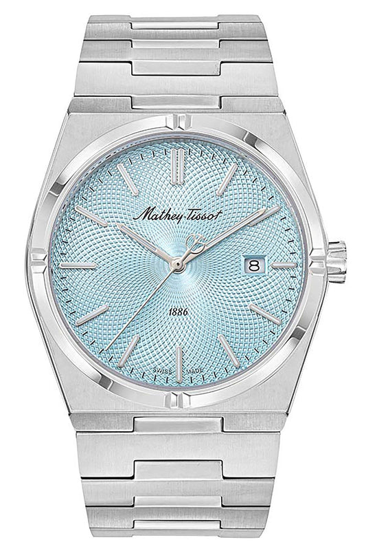 Mathey-Tissot Zeus Edelstahl Blaues Zifferblatt Quarz H118SK Herrenuhr