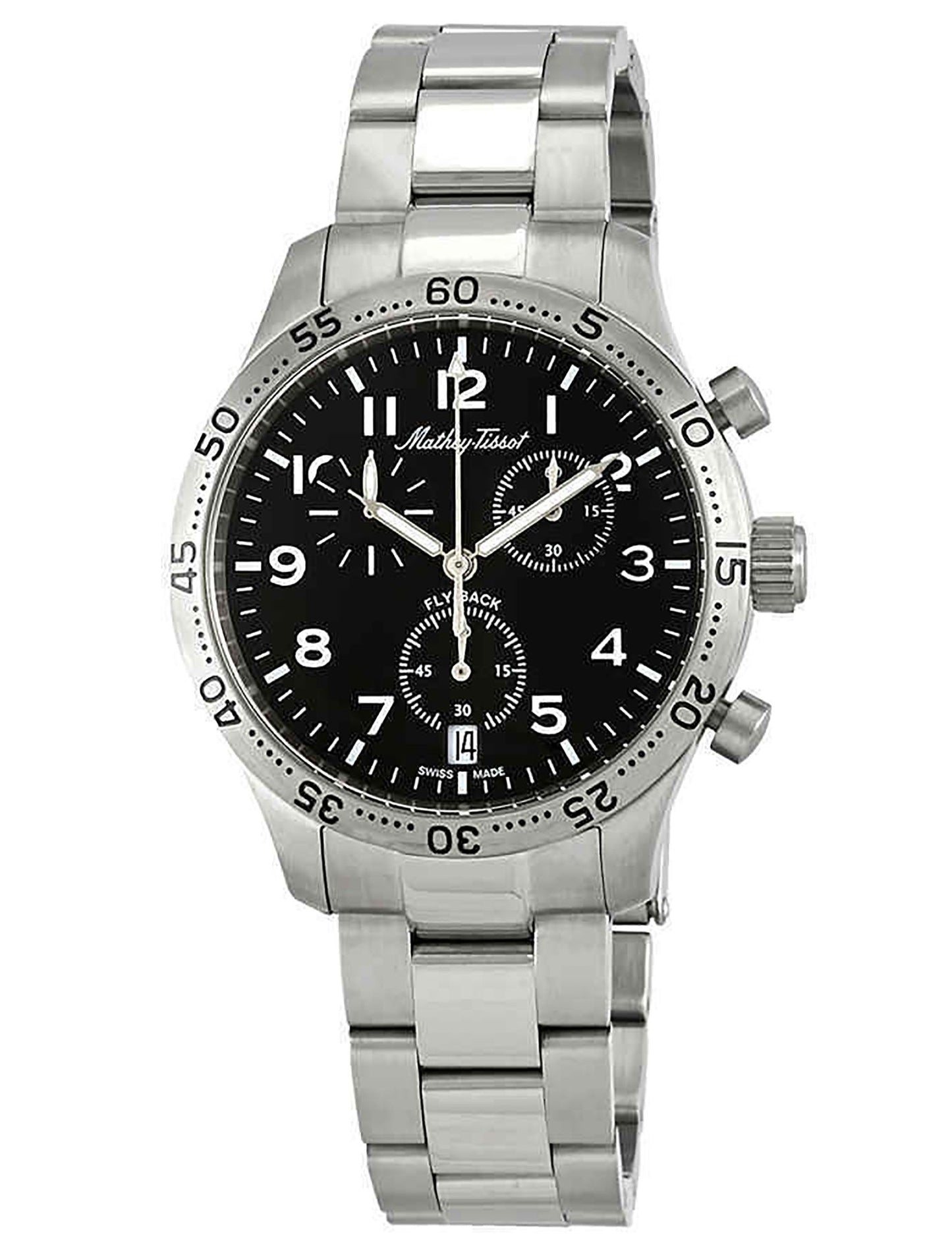 Mathey-Tissot Type 21 Flyback Chronograph Edelstahl Schwarzes Zifferblatt Quarz H1821CHANG Herrenuhr