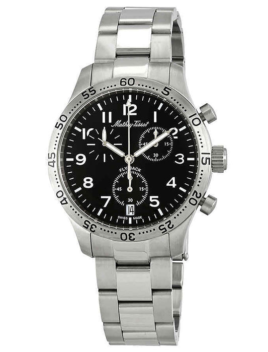 Mathey-Tissot Type 21 Flyback Chronograph Edelstahl Schwarzes Zifferblatt Quarz H1821CHANG Herrenuhr