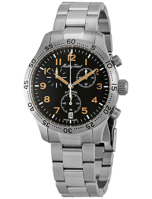Mathey-Tissot Type 21 Flyback Chronograph Edelstahl Schwarzes Zifferblatt Quarz H1821CHANO Herrenuhr