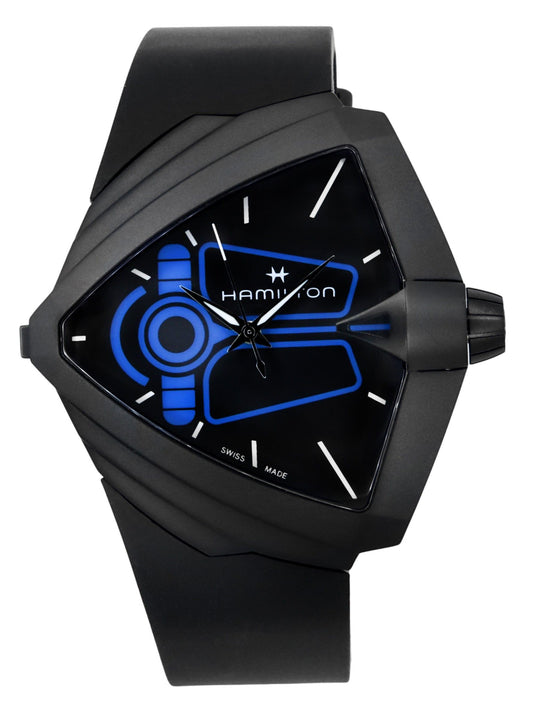 Hamilton Ventura XXL Bright Dune Limited Edition Rubber Strap Schwarzes Zifferblatt Quarz H24614330 Herrenuhr