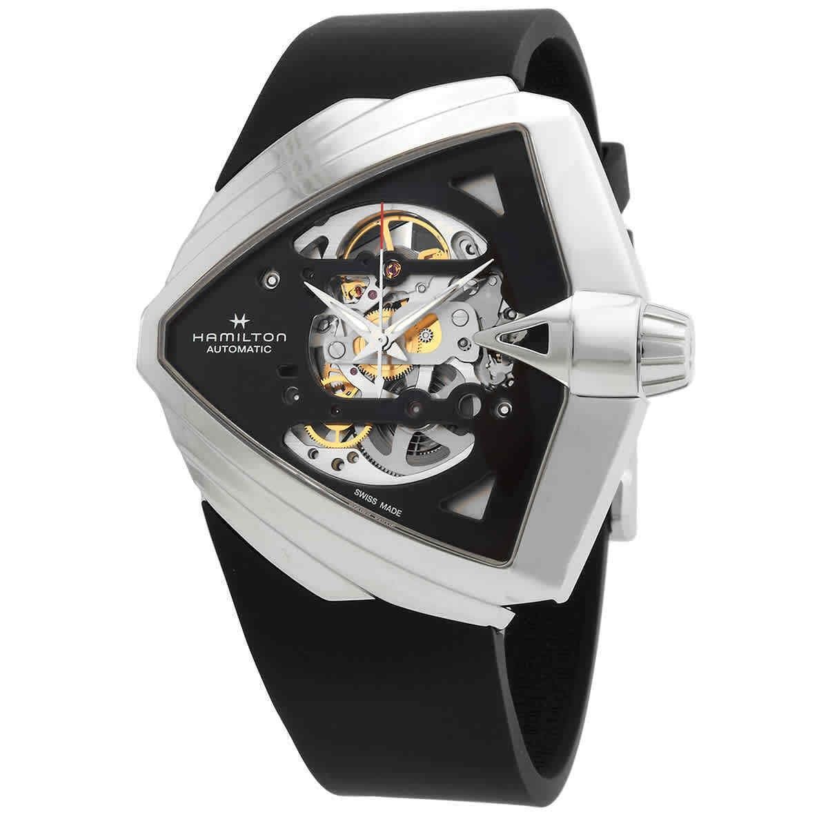 Hamilton Ventura XXL Rubber Strap Black Skelett-Zifferblatt Automatik H24625330 Herrenuhr