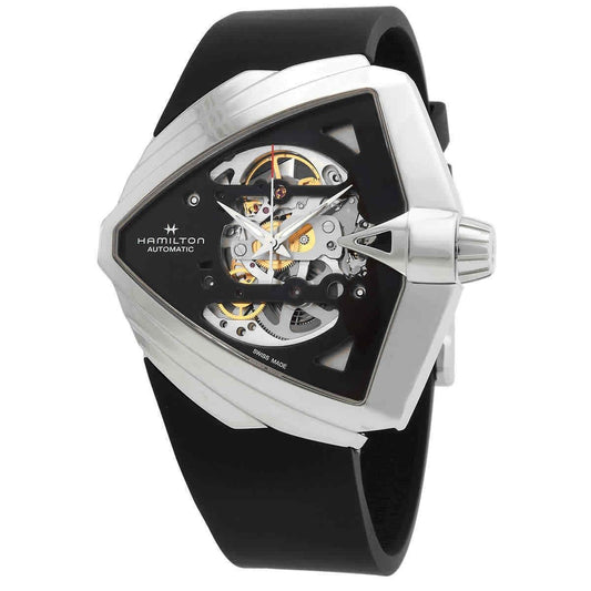 Hamilton Ventura XXL Rubber Strap Black Skelett-Zifferblatt Automatik H24625330 Herrenuhr
