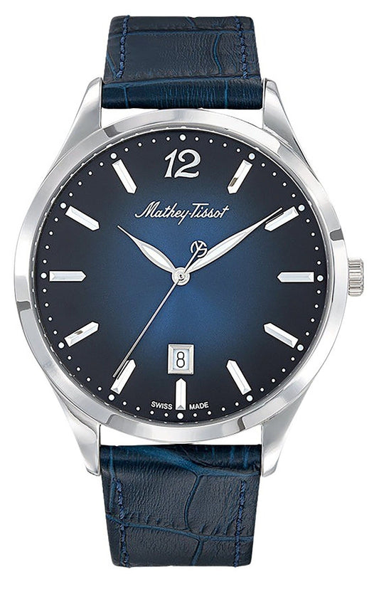 Mathey-Tissot Urban Leather Blaues Zifferblatt Quarz H411ABU Herrenuhr