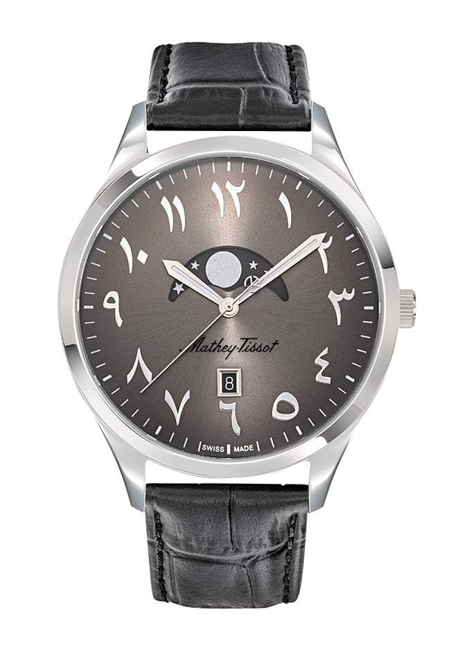 Mathey-Tissot Urban Moon Lederarmband Black Arabic Dial Quarz H411ALAN Herrenuhr