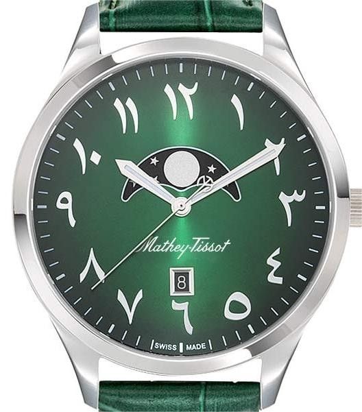 Mathey-Tissot Urban Moon Lederarmband Green Arabic Dial Quarz H411ALPEV Herrenuhr