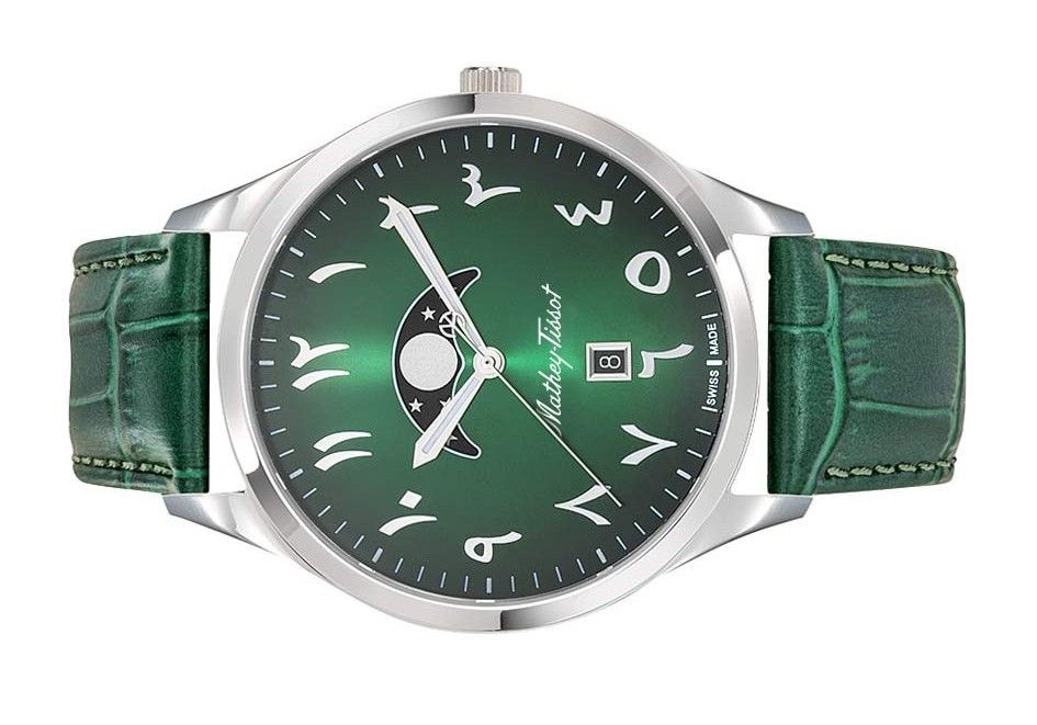 Mathey-Tissot Urban Moon Lederarmband Green Arabic Dial Quarz H411ALPEV Herrenuhr