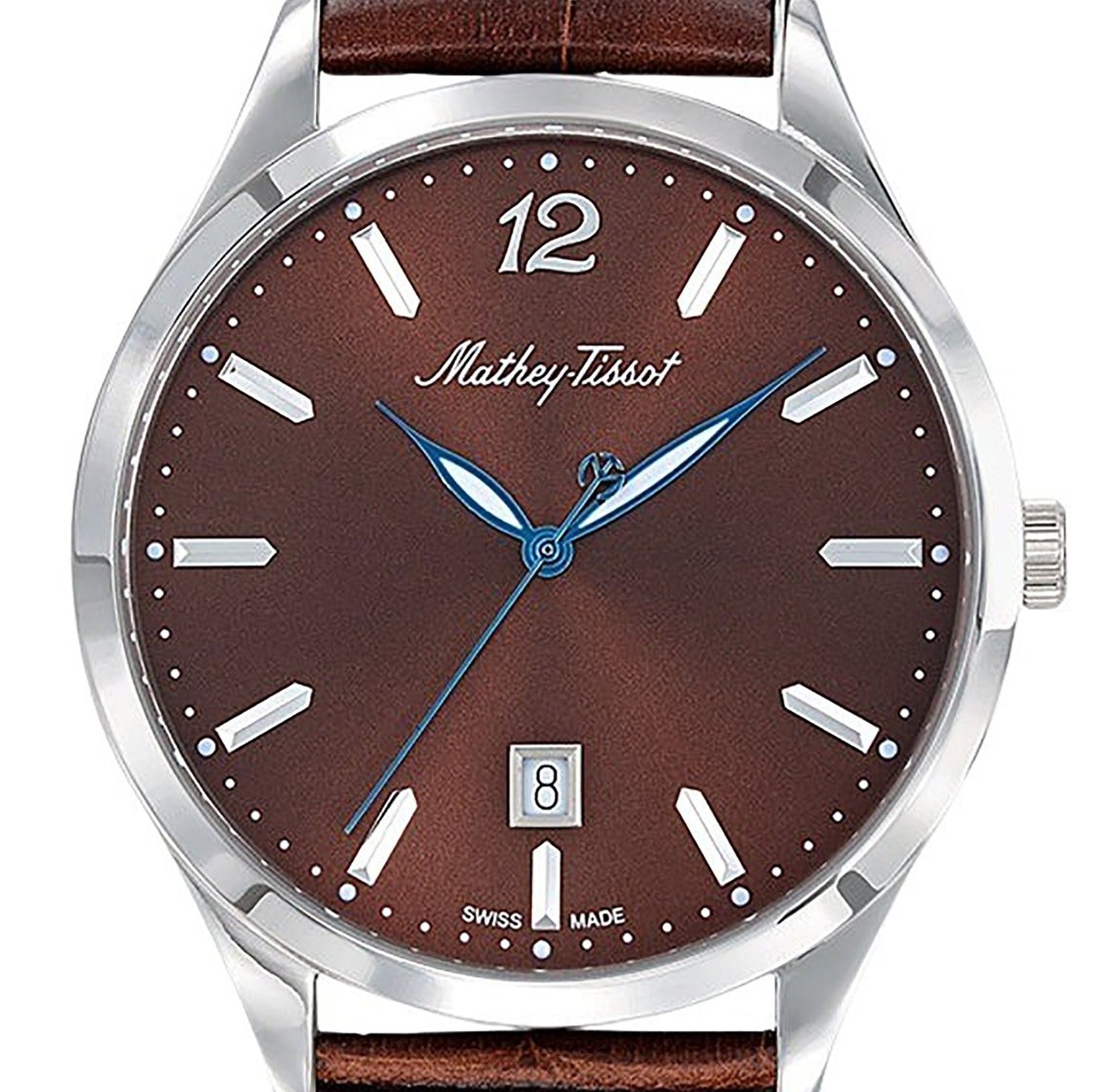 Mathey-Tissot Urban Lederarmband Braunes Zifferblatt Quarz H411AM Herrenuhr