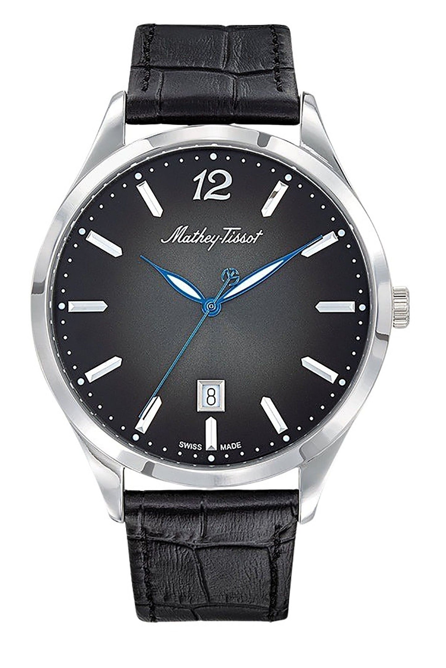 Mathey-Tissot Urban Lederarmband Schwarzes Zifferblatt Quarz H411AN Herrenuhr