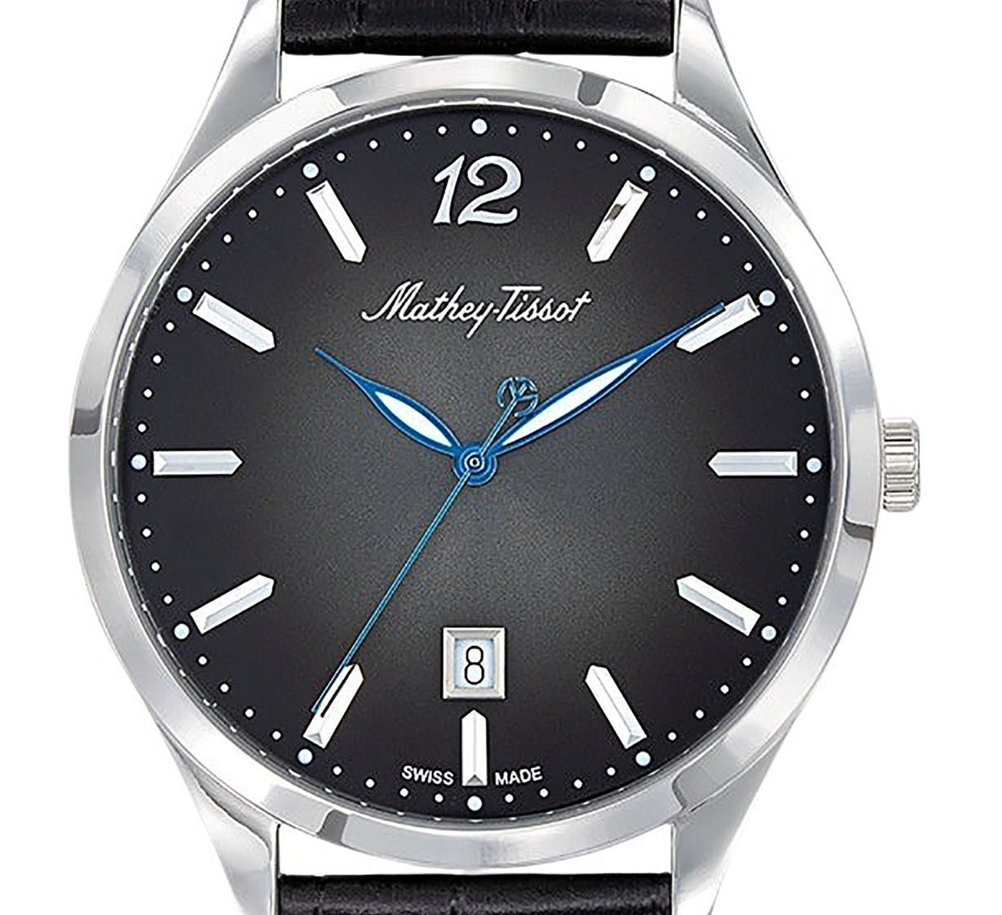 Mathey-Tissot Urban Lederarmband Schwarzes Zifferblatt Quarz H411AN Herrenuhr