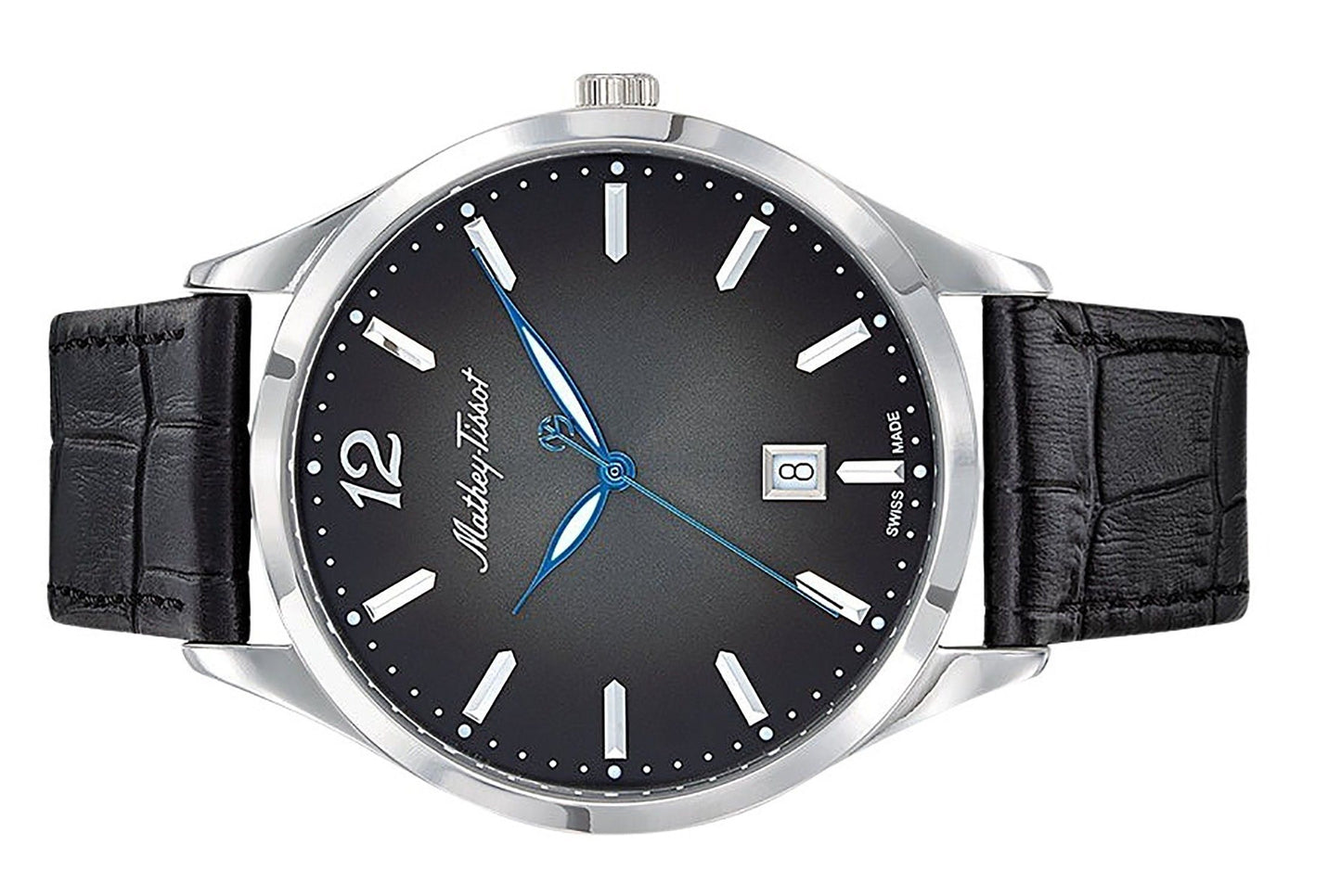 Mathey-Tissot Urban Lederarmband Schwarzes Zifferblatt Quarz H411AN Herrenuhr