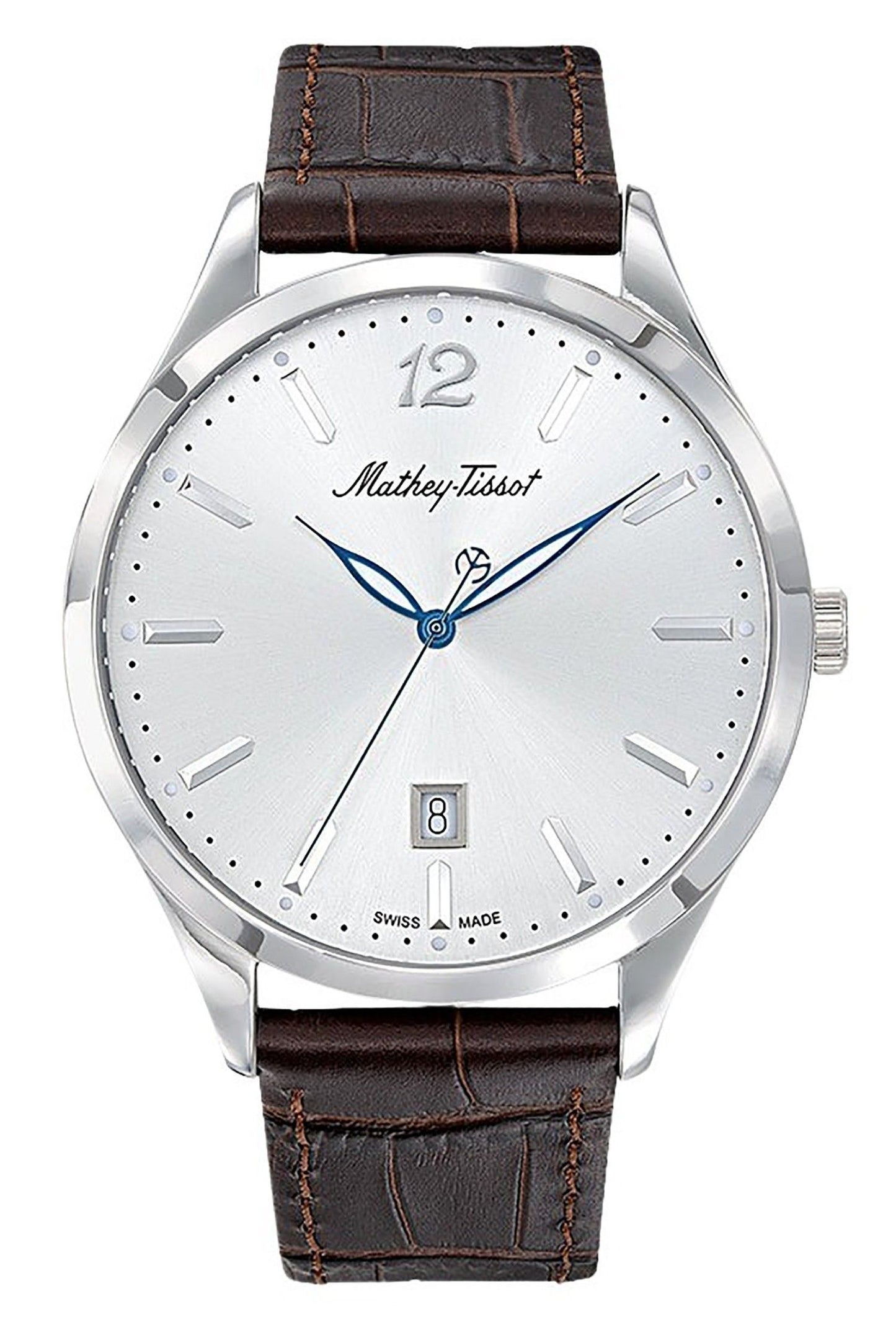 Mathey-Tissot Urban Lederarmband Silberfarbenes Zifferblatt Quarz H411AS Herrenuhr