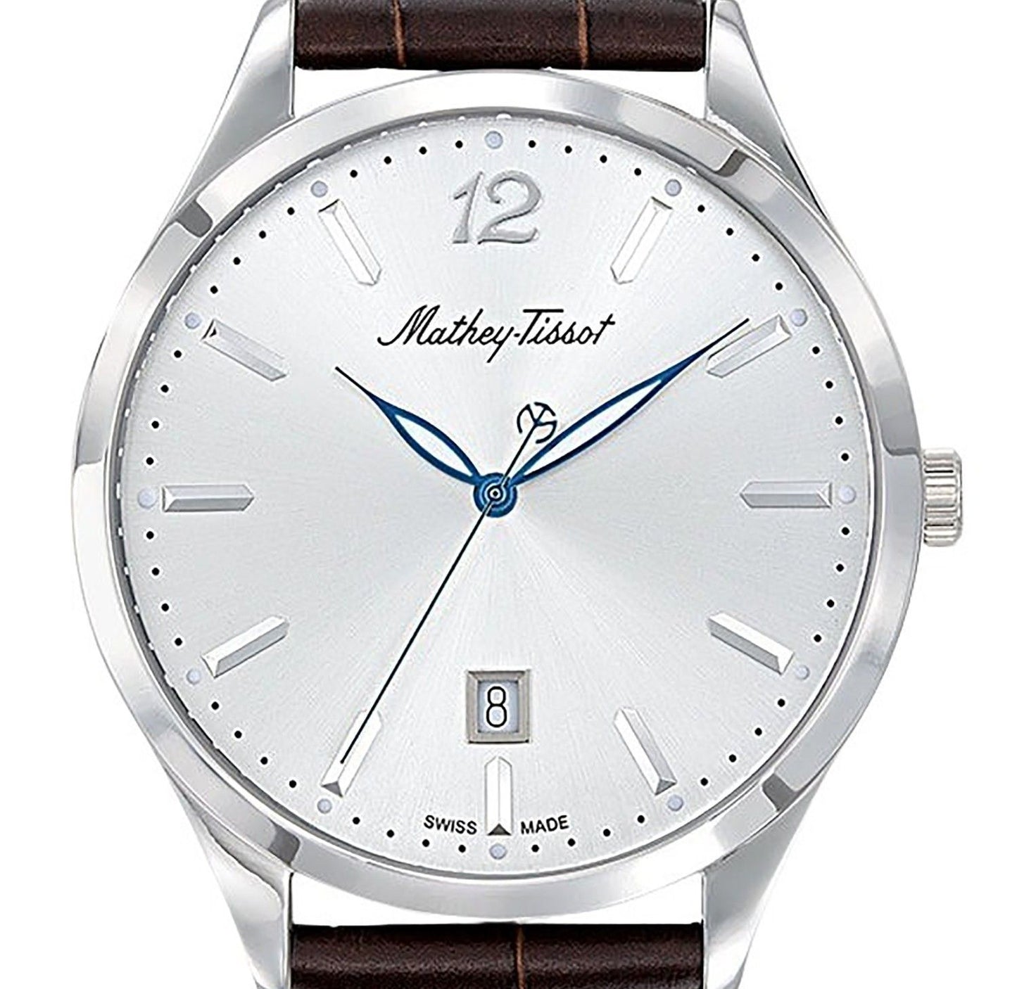 Mathey-Tissot Urban Lederarmband Silberfarbenes Zifferblatt Quarz H411AS Herrenuhr