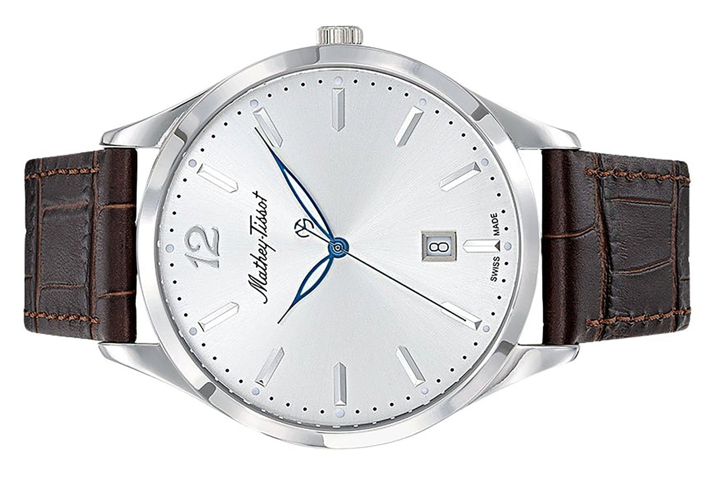 Mathey-Tissot Urban Lederarmband Silberfarbenes Zifferblatt Quarz H411AS Herrenuhr