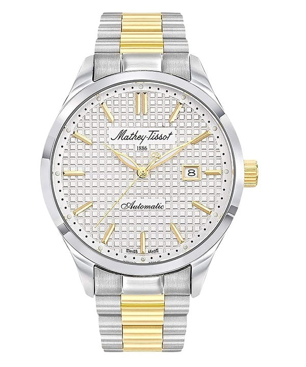 Mathey-Tissot Urban Two Tone Edelstahl Silberfarbenes Zifferblatt Automatik H411ATBI Herrenuhr