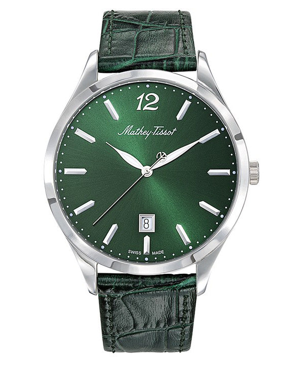 Mathey-Tissot Urban Lederarmband Gr?nes Zifferblatt Quarz H411AV Herrenuhr