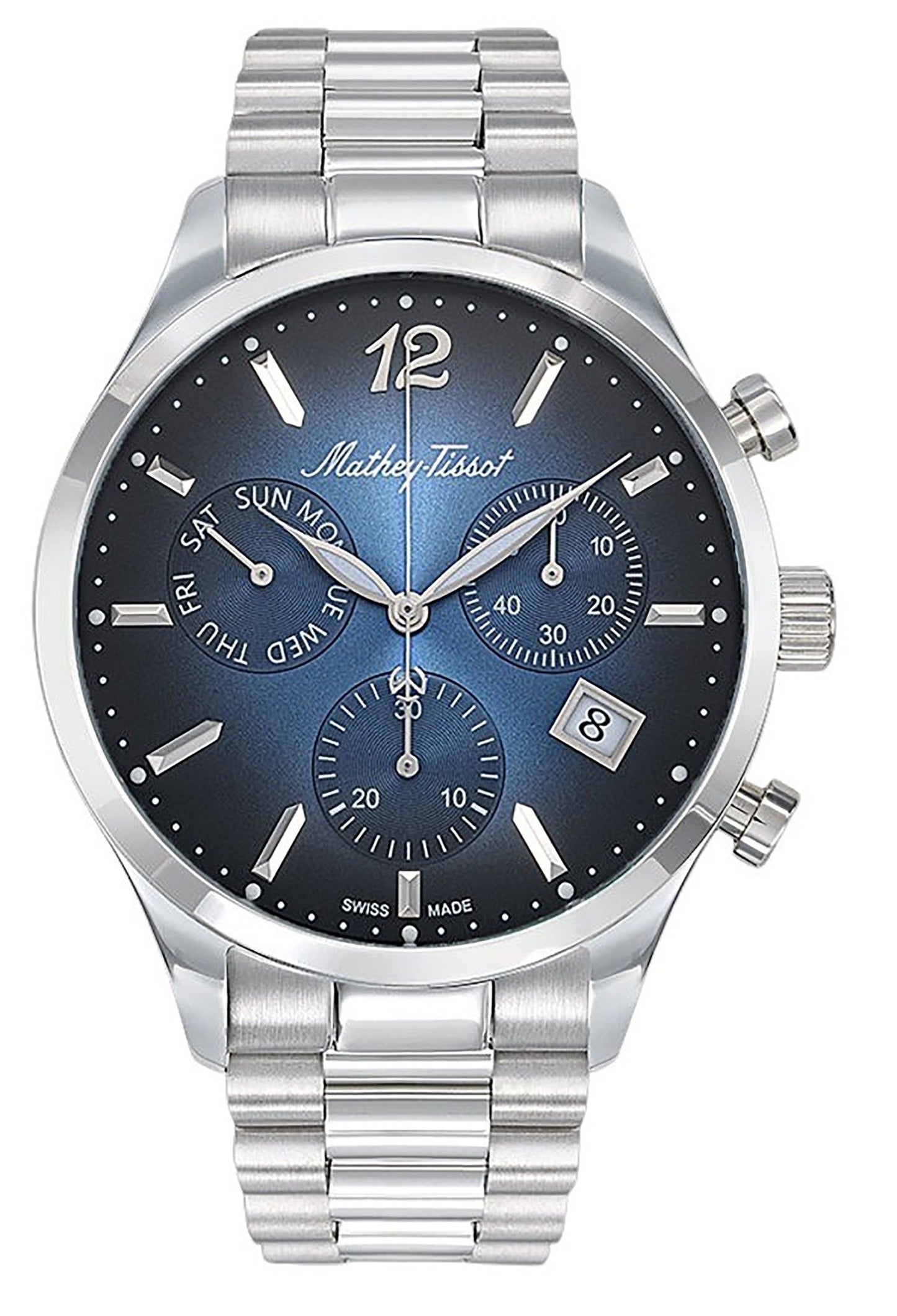 Mathey-Tissot Urban Chrono Edelstahl Blaues Zifferblatt Quarz H411CHABU Herrenuhr